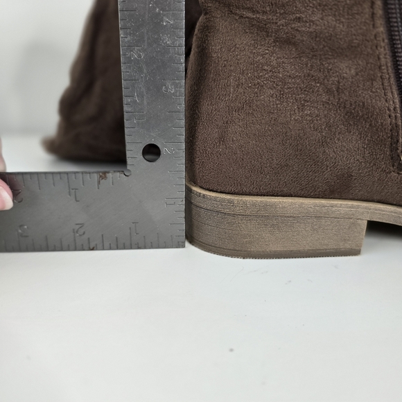 JC Brown Faux Suede Ladder Side Cut Out Knee High Boots 8.5 Low Heel - Picture 12 of 12